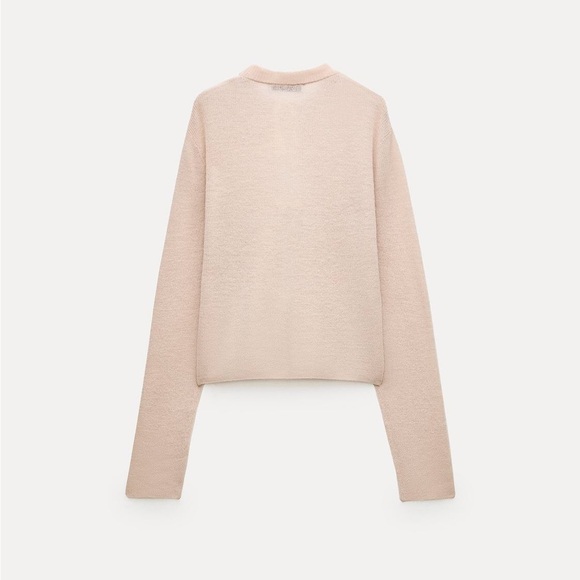 Zara wool creme beige cardigan with bows - Picture 5 of 6